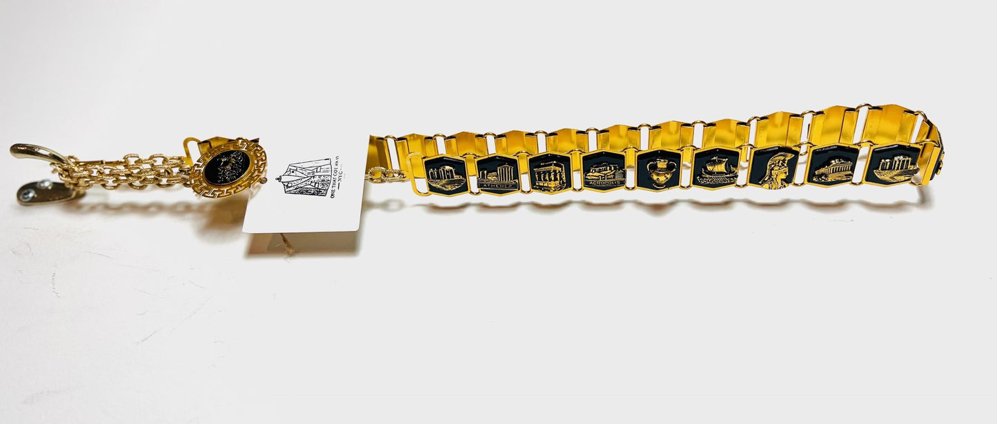 Vintage Acropolis Chain Belt Black Gold Belt