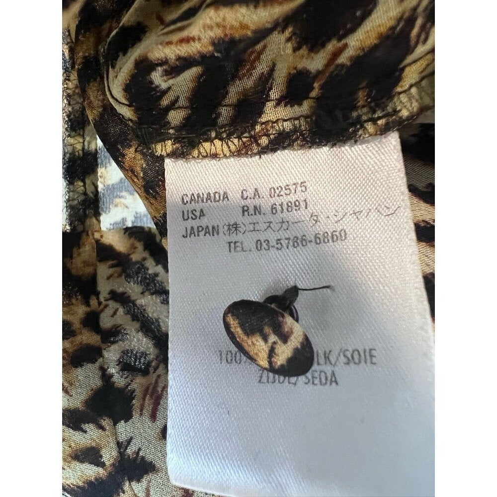 ESCADA Animal Print Silk Blouse Shirt Top sz 42 Leopard