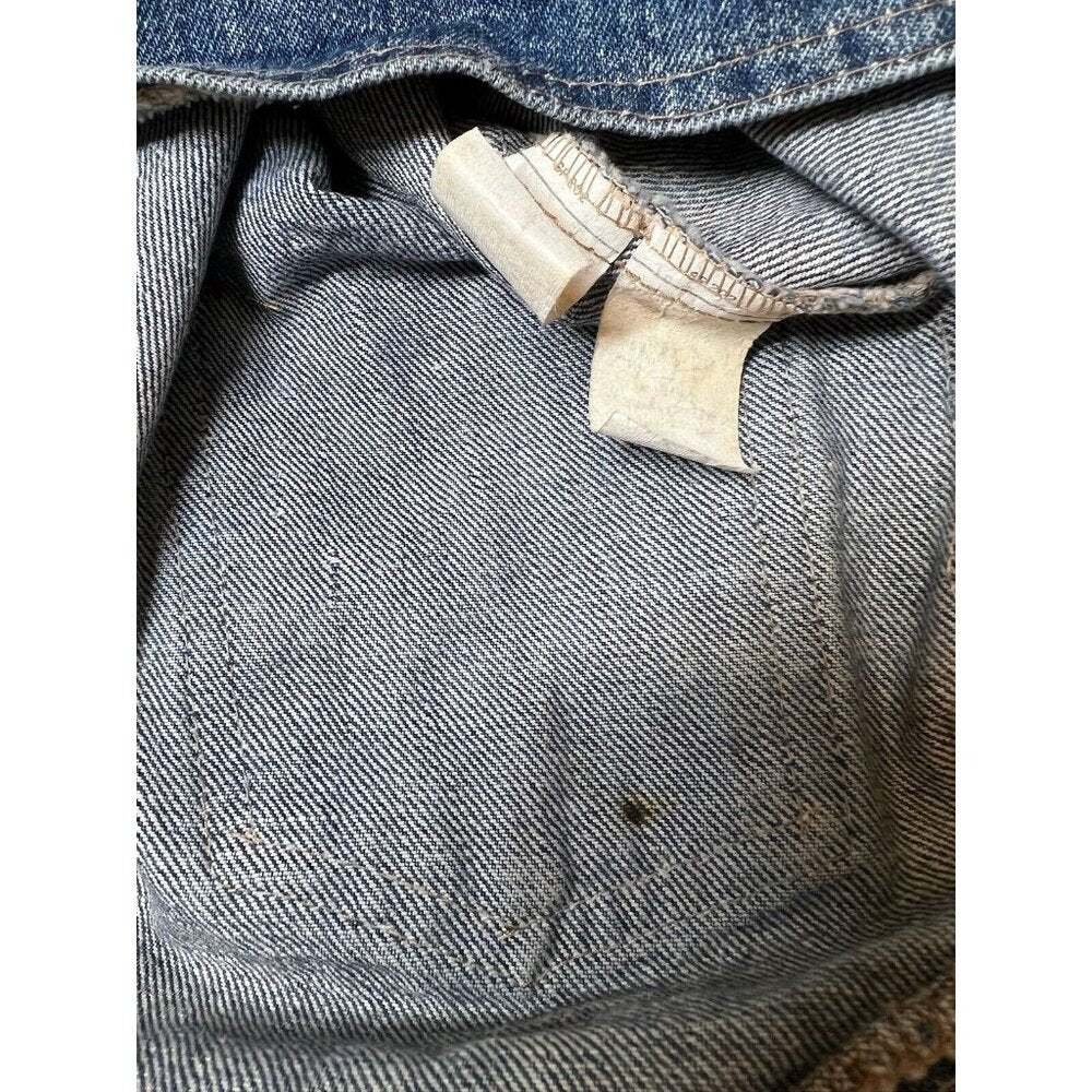 Vintage Orange Tab Levi’s Denim Vest Made in USA Snaps Custom Brooch
