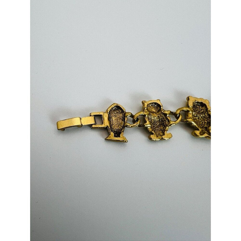 Adorable Vintage Gold Tone Kitten/Cats Fish Charm Bracelet