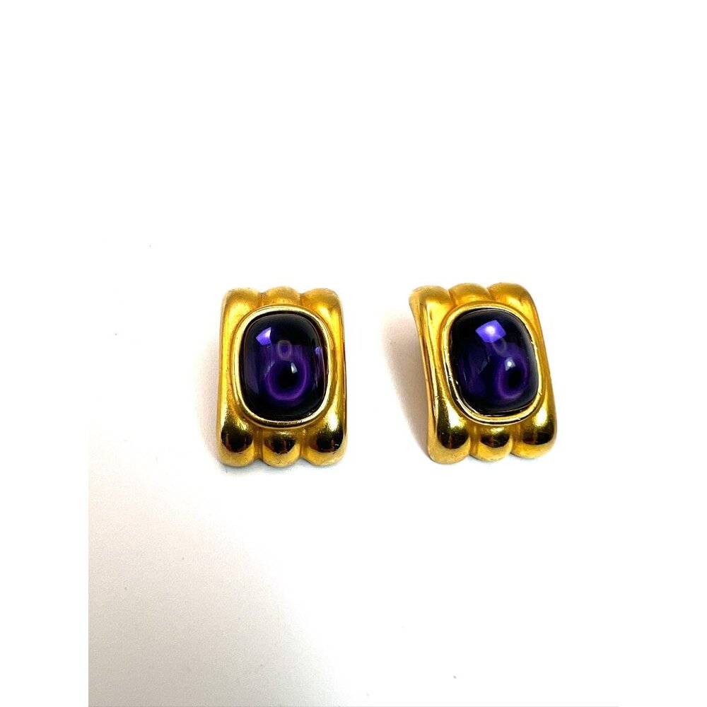 Vintage Gemstone Clip on Earrings