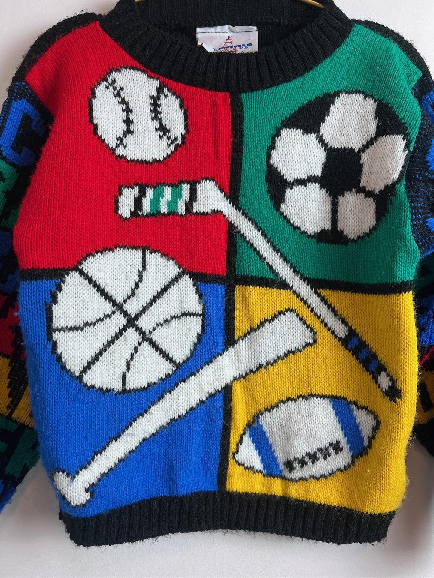 Vintage Kids Knit JJ Poole Sweater Sports 80s