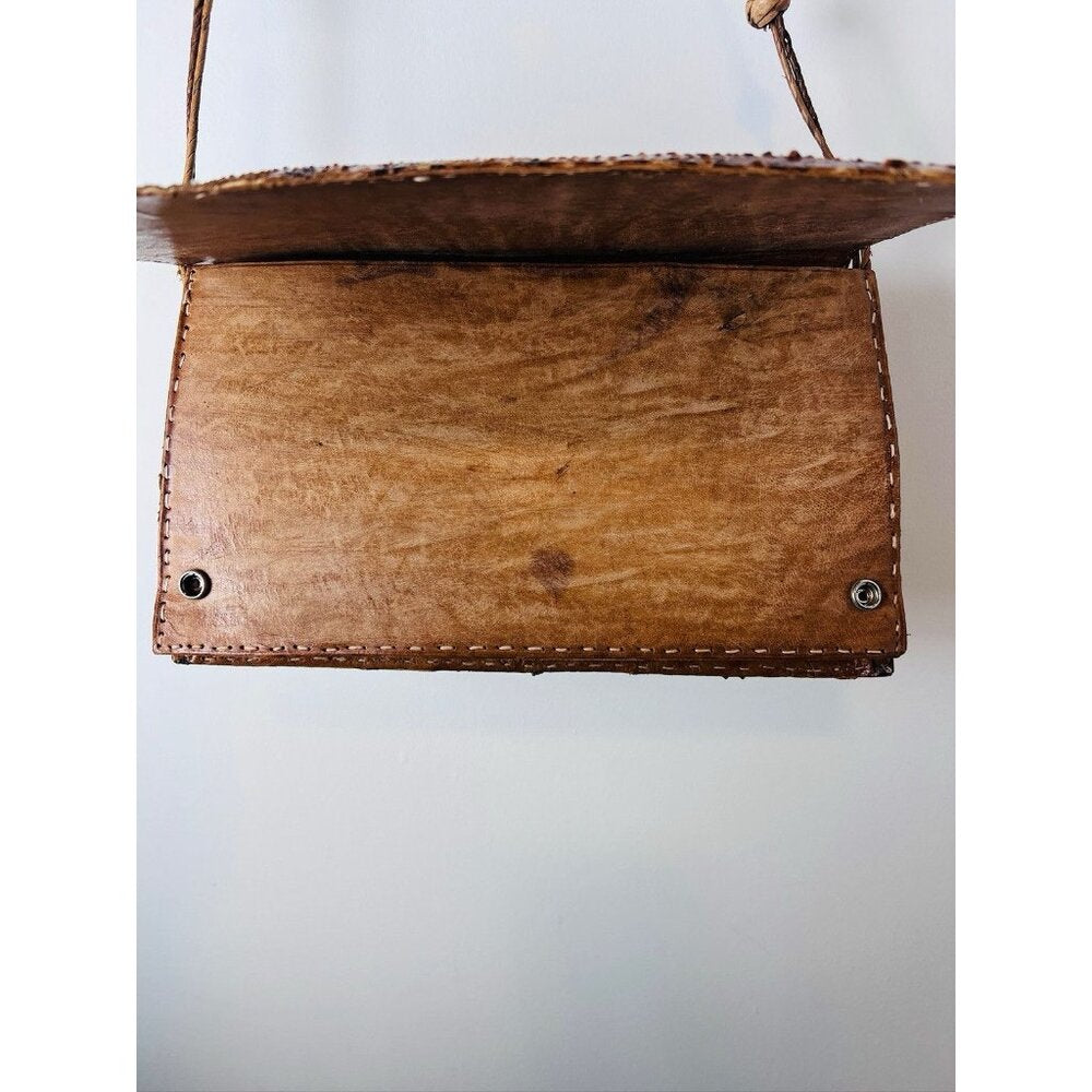 Vintage Snakeskin Handbag Shoulder Bag Brown