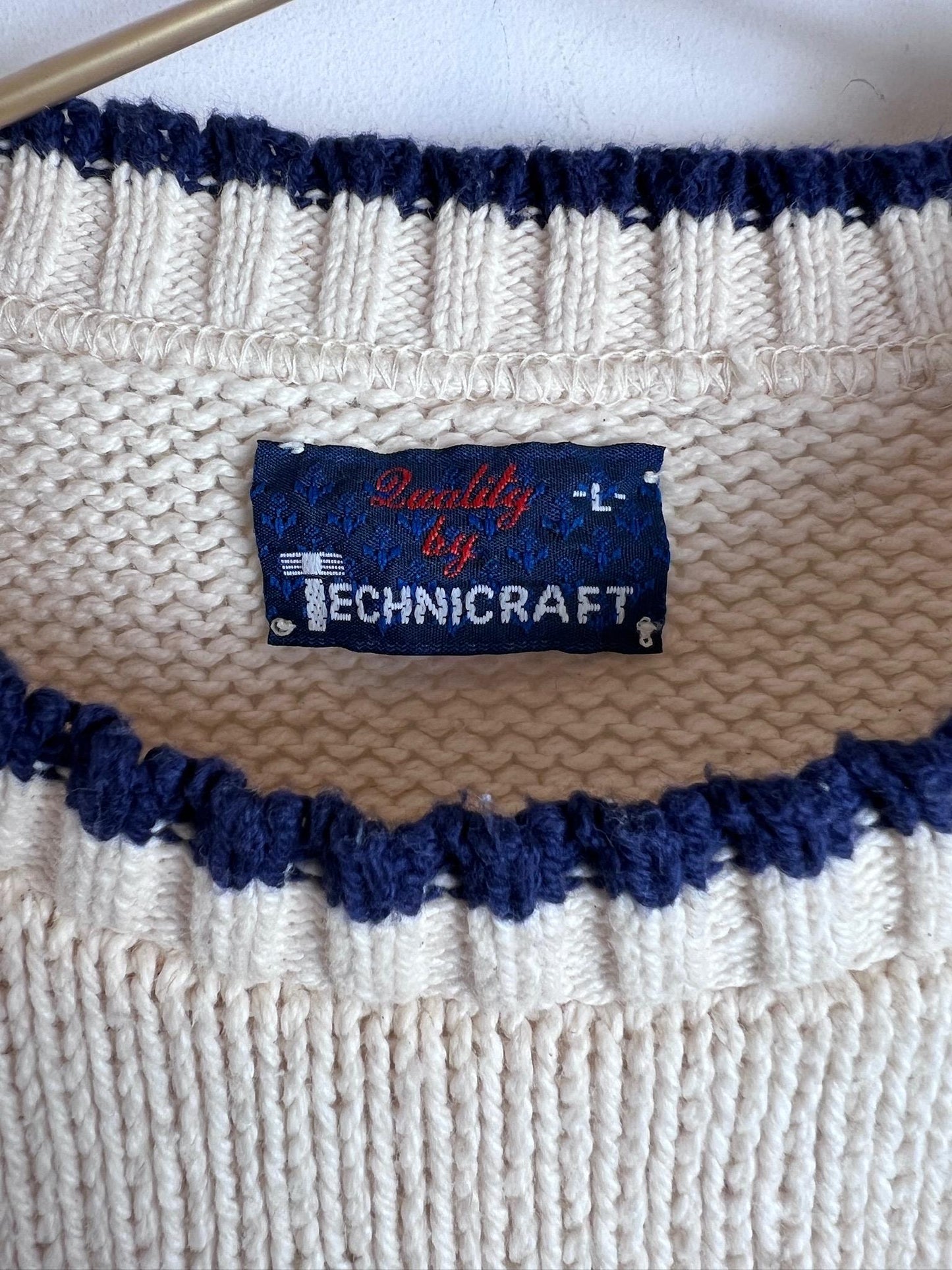 Technicraft Vintage White Chunky Sweater America's Cup 1992