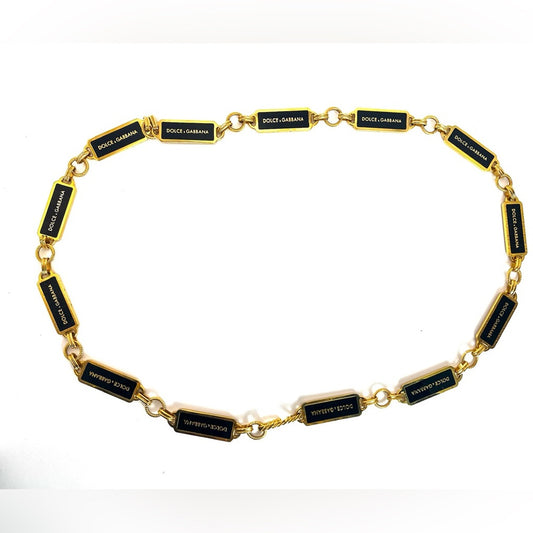 DOLCE&GABBANA Chain Belt Black and Gold