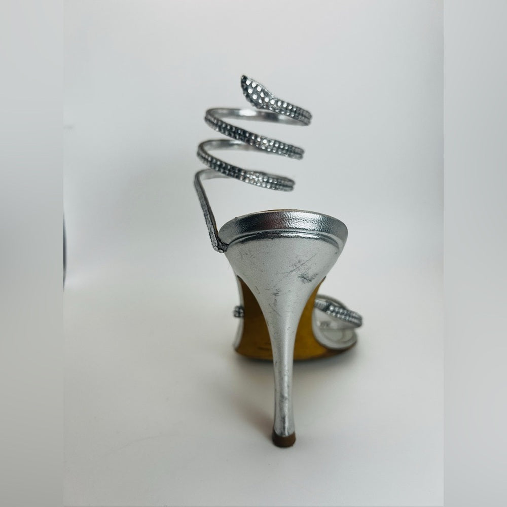 Rene Caovilla Silver crystal sandals Stiletto