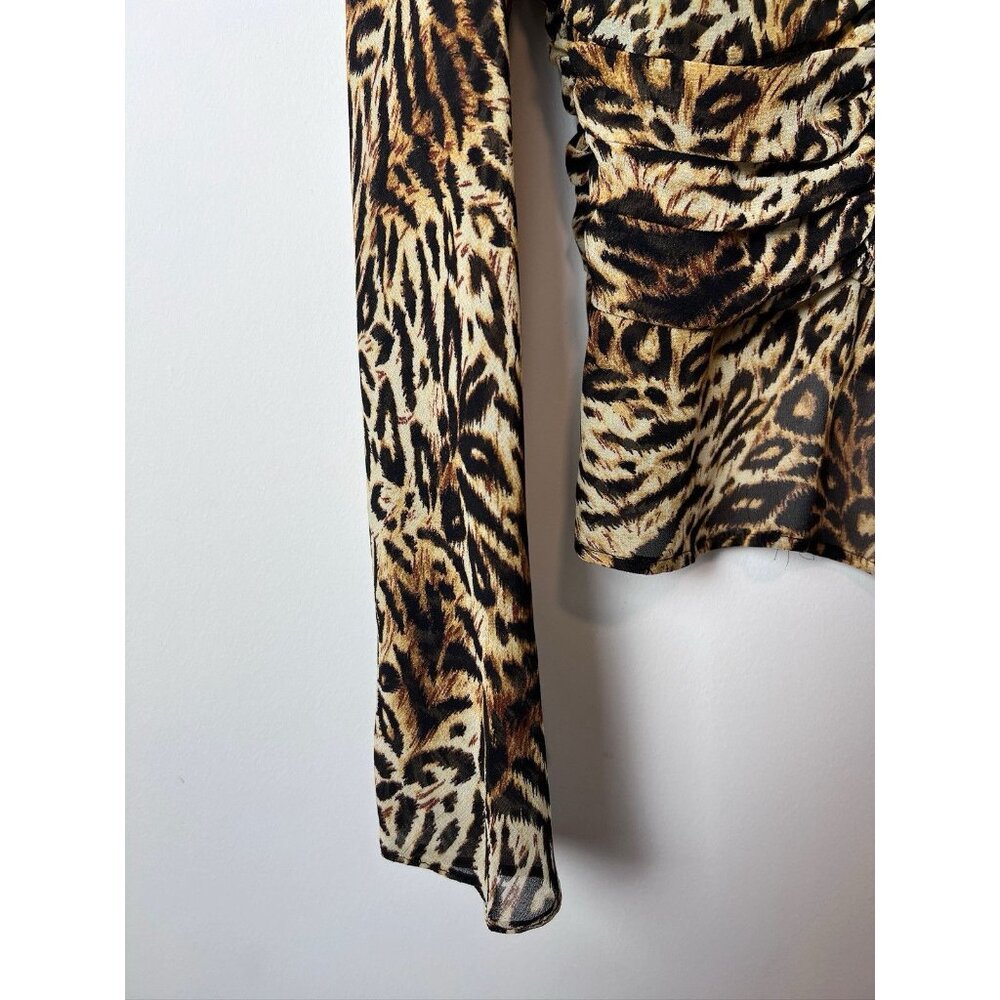 ESCADA Animal Print Silk Blouse Shirt Top sz 42 Leopard