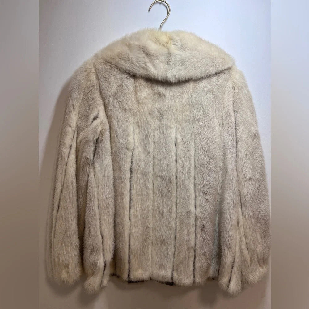 Vintage Short Fur Tan Collared Lined Jacket