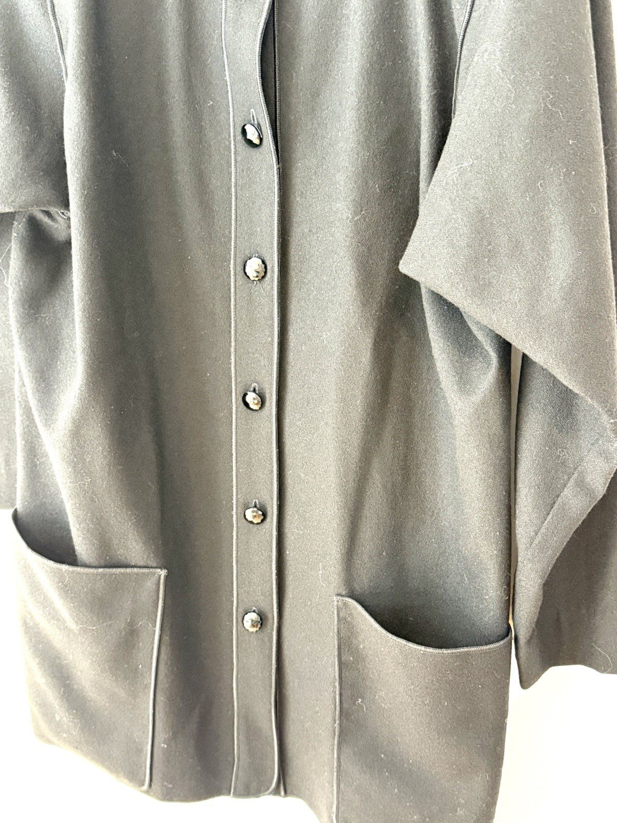 Vintage Mrs H Winter Sweater Blazer Black Wool Buttons