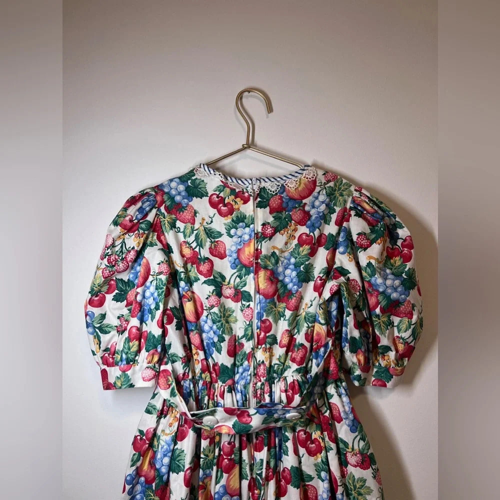 Ruth of Carolina Girls Floral Multi Color Long Dress With Matching Hat