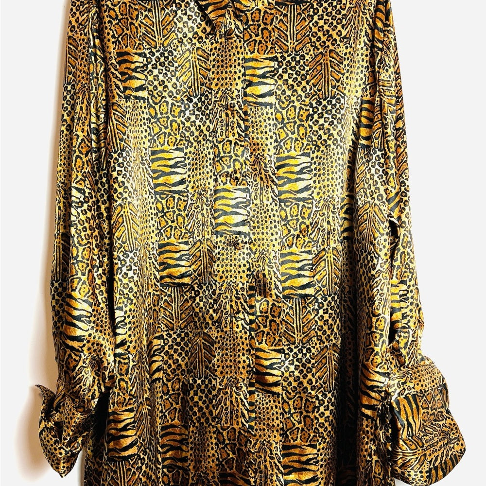Animal Print Long Sleeve Blouse 1970s