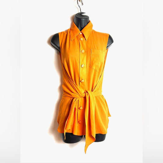 Hermes Orange Tie Blouse Buttondown 36