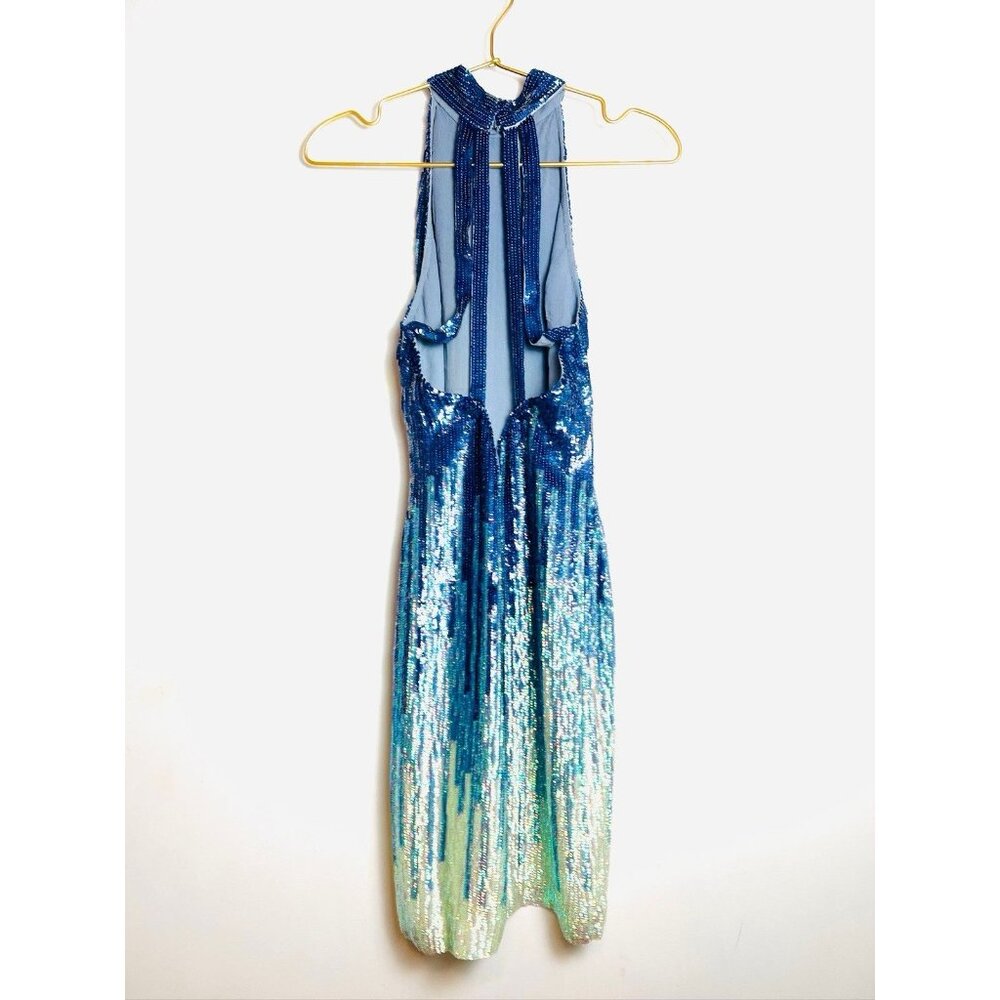 Versace Sequin Blue Couture Dress 38