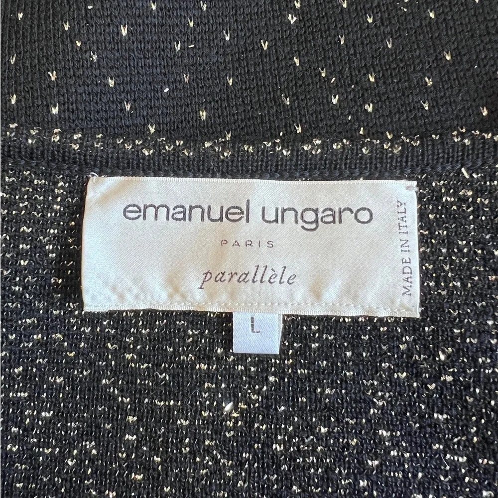 Vintage Emanuel Ungaro Long Knit Midi Dress Black Sparkle