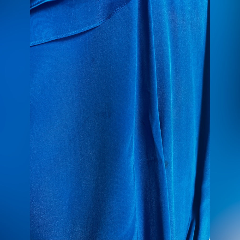Vintage The Silk Farm royal blue cape silk blouse 4