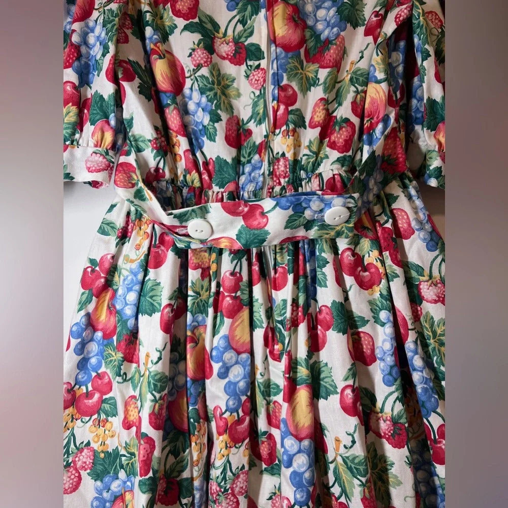 Ruth of Carolina Girls Floral Multi Color Long Dress With Matching Hat