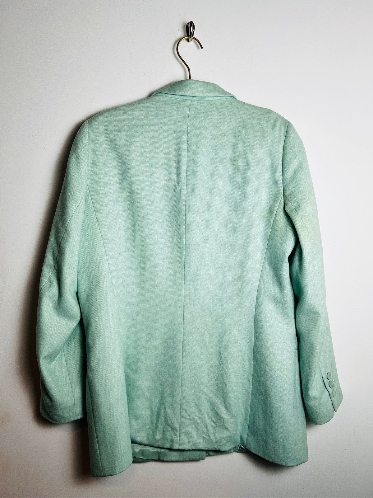 Escada Light Blue Mint Wool Breasted Blazer 42