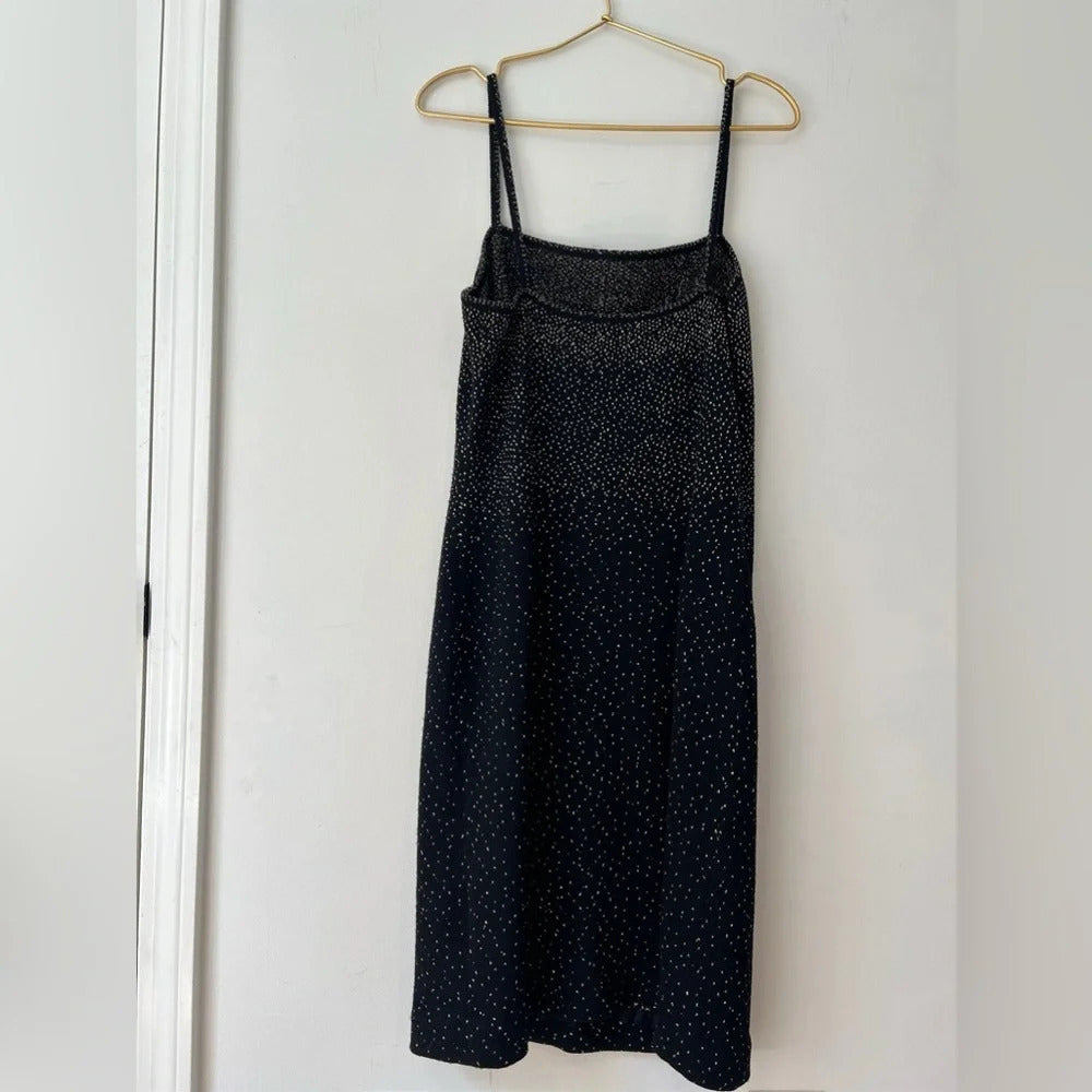 Vintage Emanuel Ungaro Long Knit Midi Dress Black Sparkle