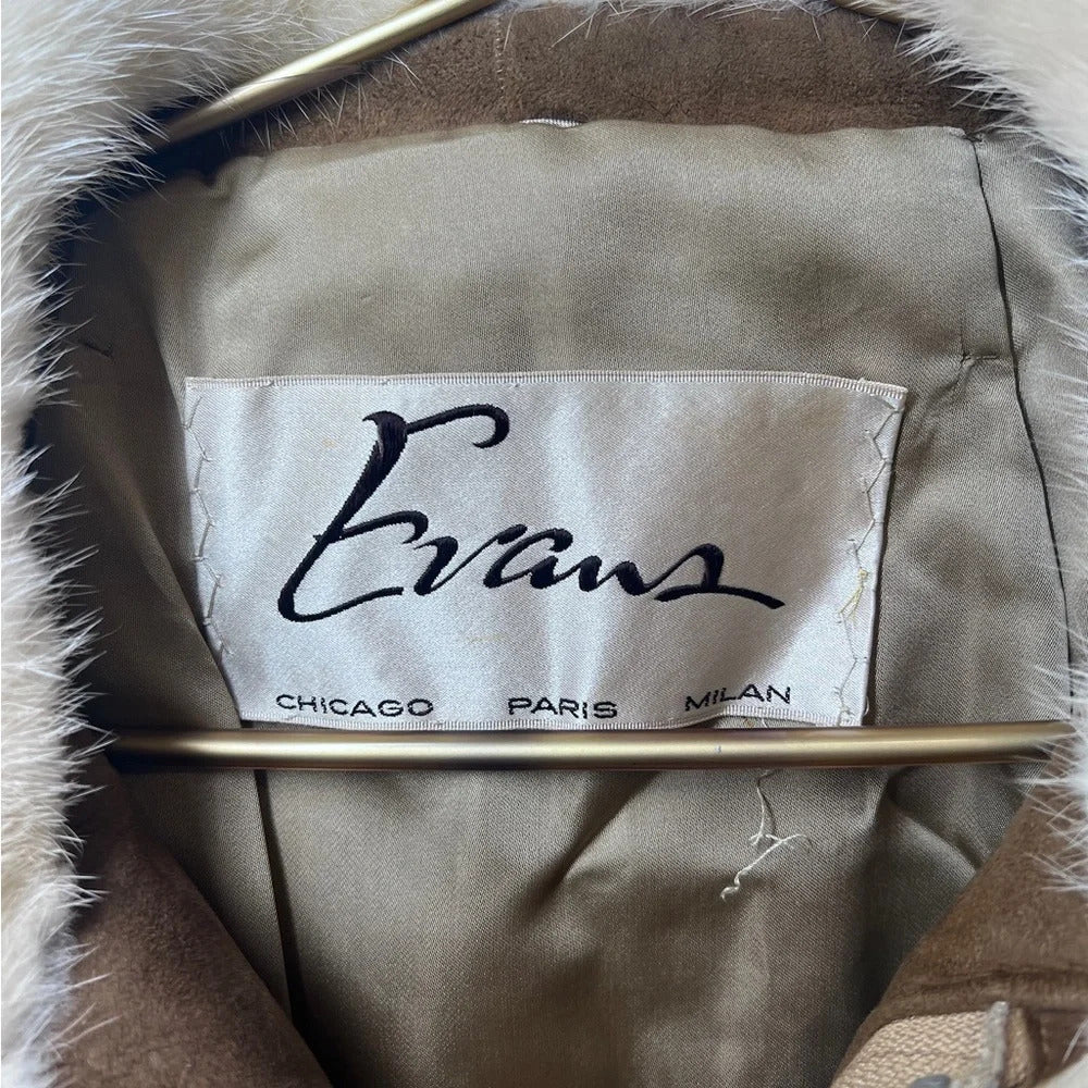 Vintage Short Fur Tan Collared Lined Jacket