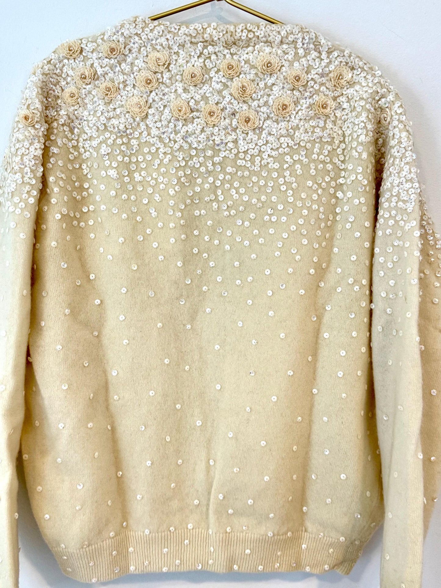 Vintage Banff Floral Sequin Wool Cardigan Retro Pin up