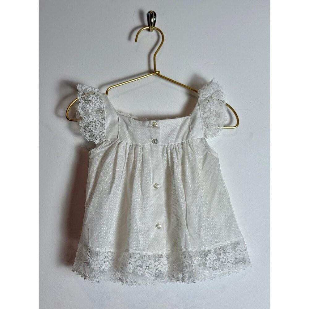 Vintage Baby Girls White Bow Dress 12 months