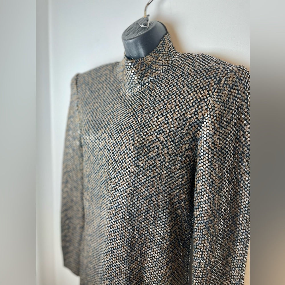 Vintage St. John Knit Midi Dress 1980s Metallic Knit