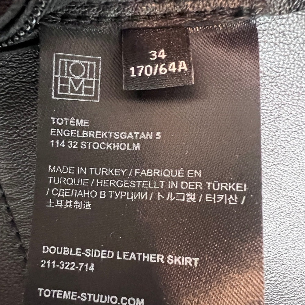 Toteme Black Leather Skirt