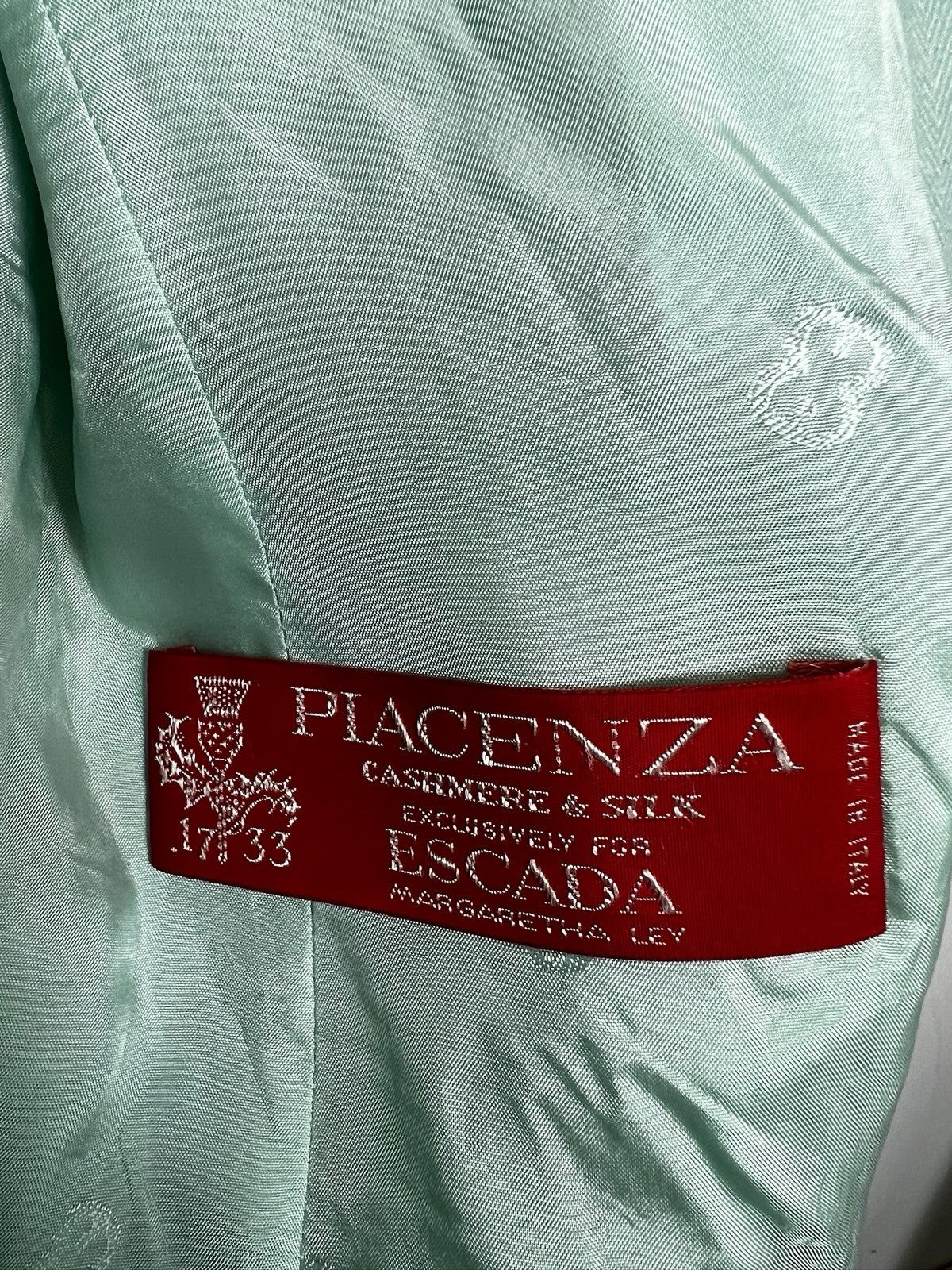 Escada Light Blue Mint Wool Breasted Blazer 42