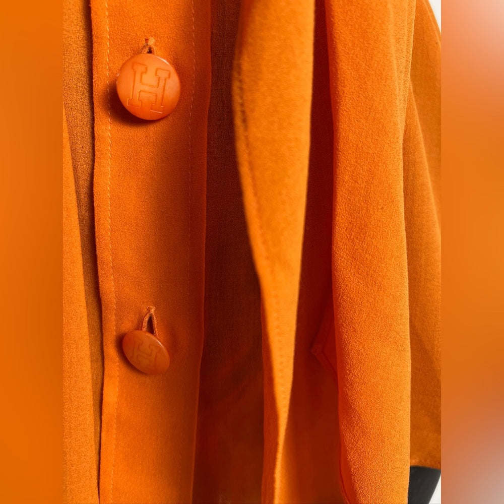 Hermes Orange Tie Blouse Buttondown 36