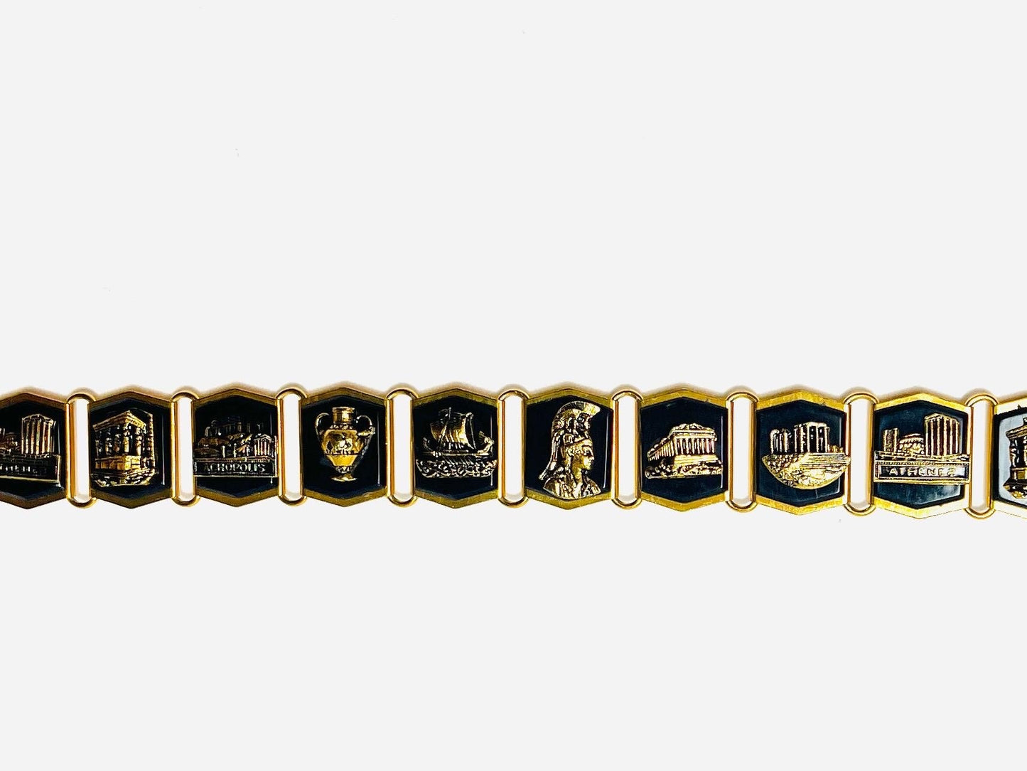 Vintage Acropolis Chain Belt Black Gold Belt