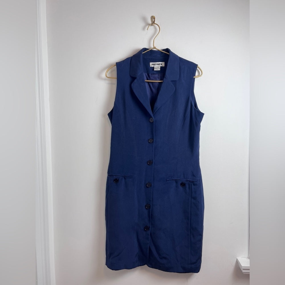Patrick Collection Vintage Silk Navy Vest Dress