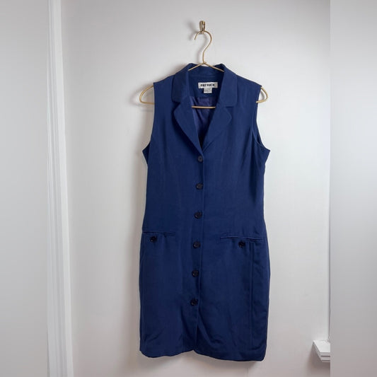 Patrick Collection Vintage Silk Navy Vest Dress