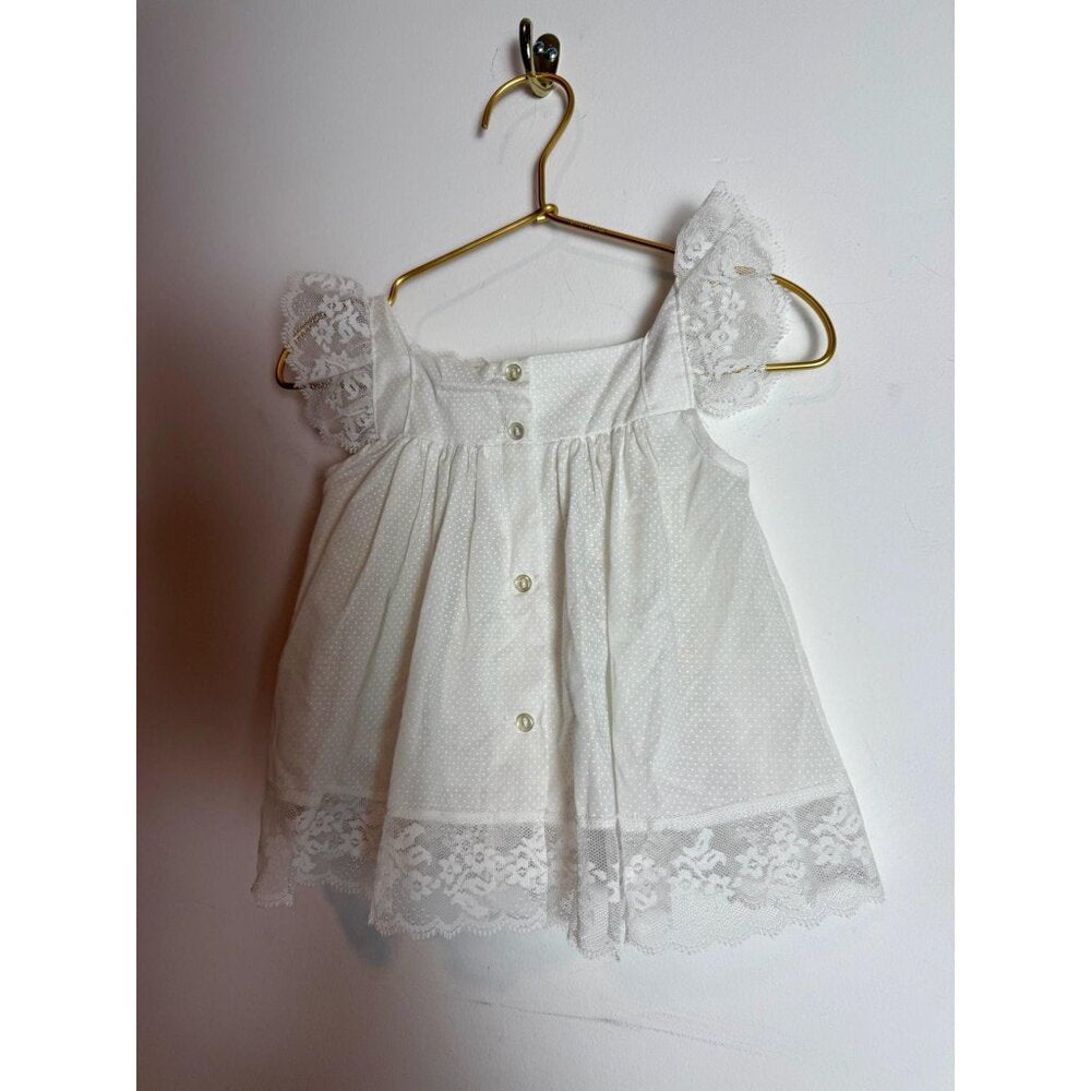 Vintage Baby Girls White Bow Dress 12 months