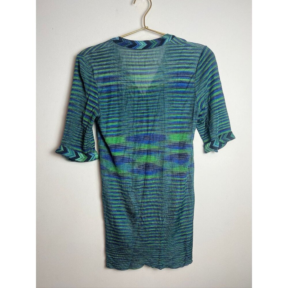 Missoni Wave Stripe Jacquard Knit Shirt Green Short sleeve