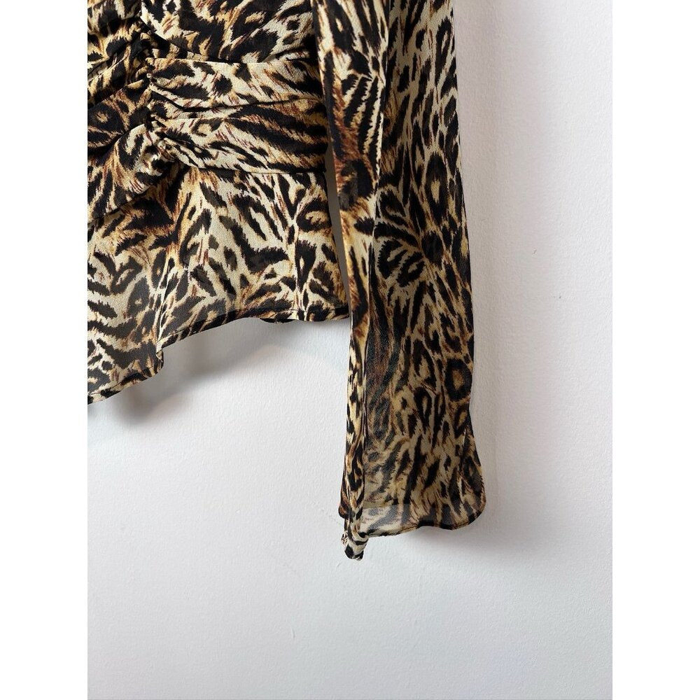 ESCADA Animal Print Silk Blouse Shirt Top sz 42 Leopard