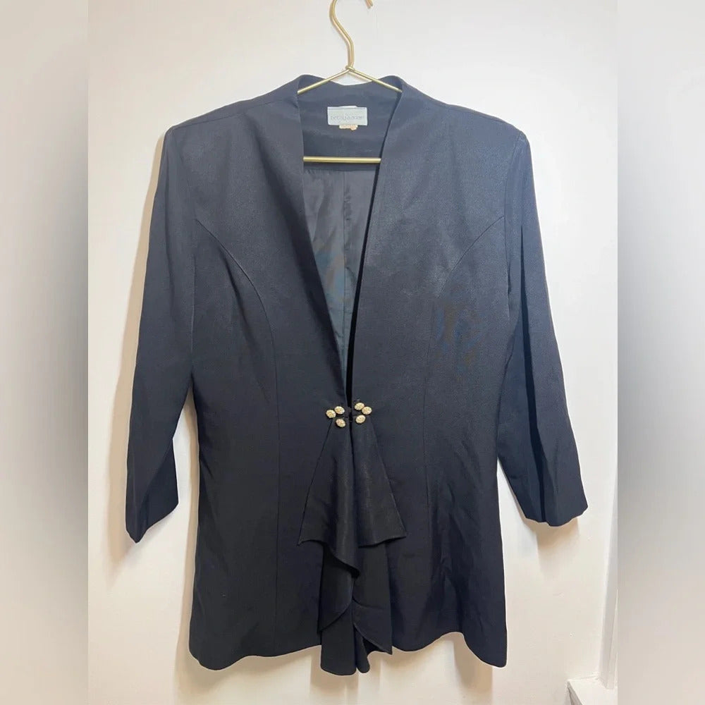 Betsy & Adam Glam Rhinestone Vintage Black Blazer