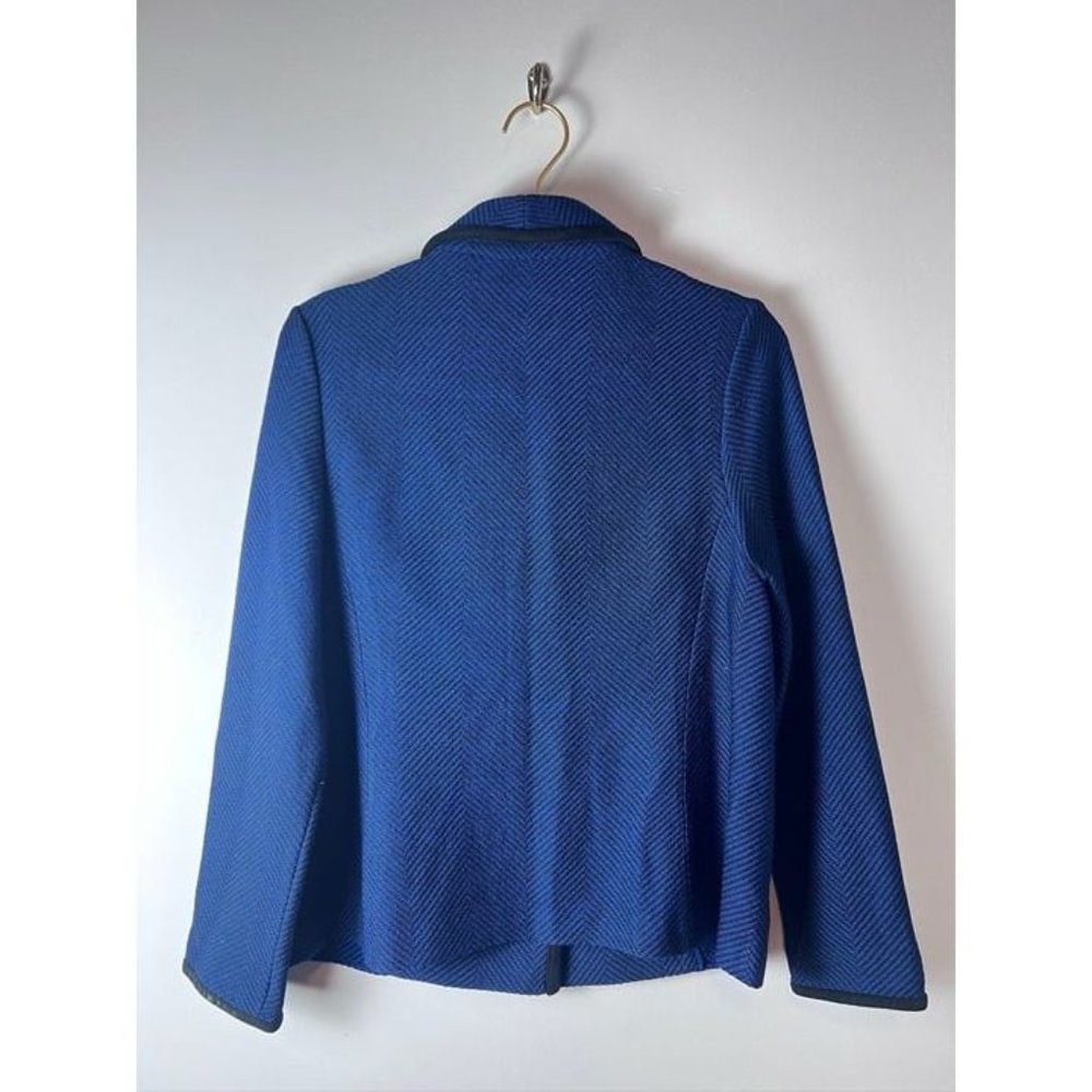 St. John Vintage Black Blue Chevron Blazer Jacket 2000s