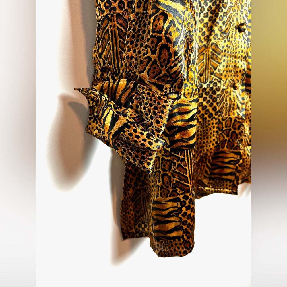 Animal Print Long Sleeve Blouse 1970s