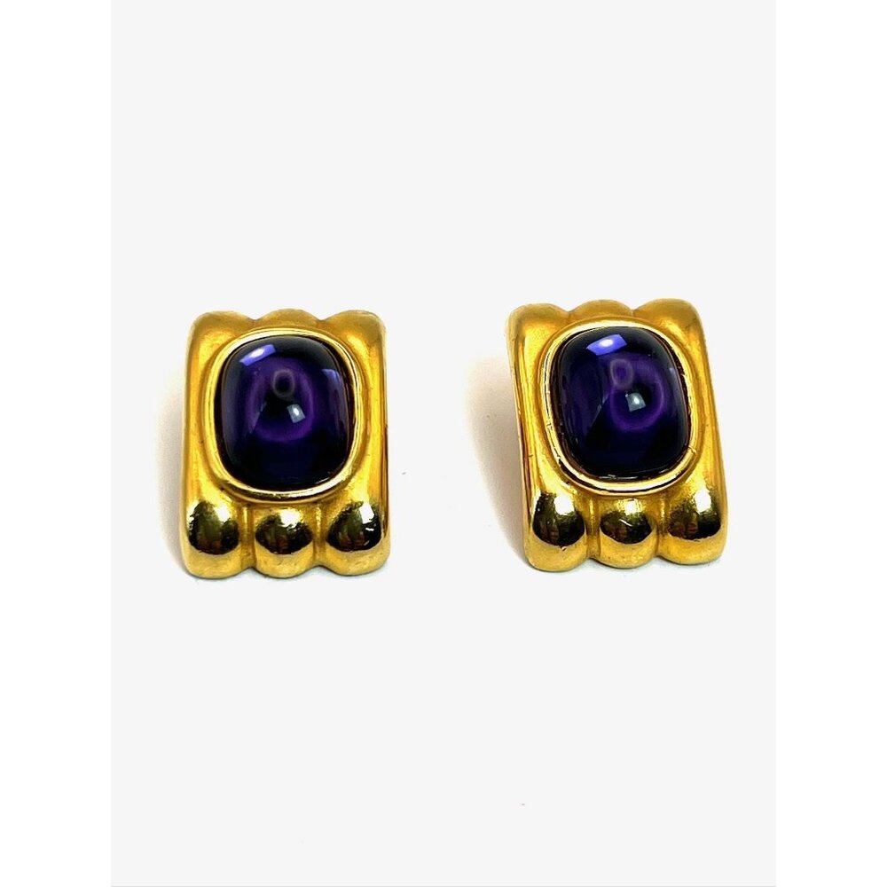 Vintage Gemstone Clip on Earrings