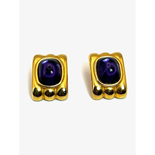 Vintage Gemstone Clip on Earrings