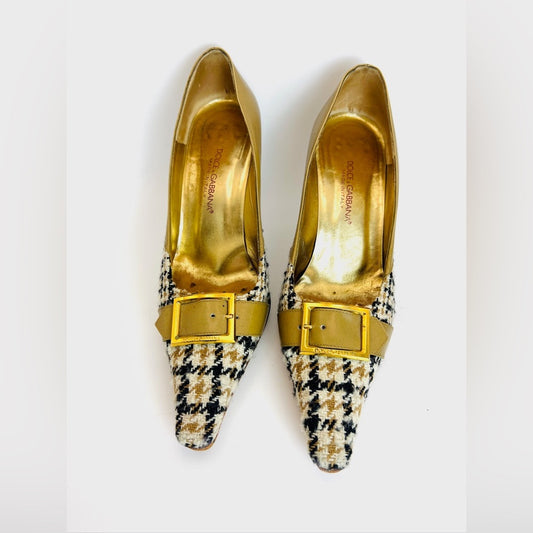 Dolce & Gabbana Houndstooth Heels - Made in Italy 37