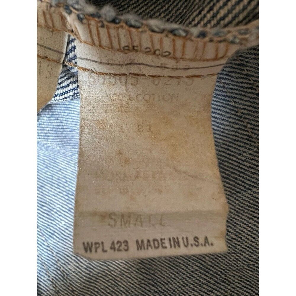 Vintage Orange Tab Levi’s Denim Vest Made in USA Snaps Custom Brooch