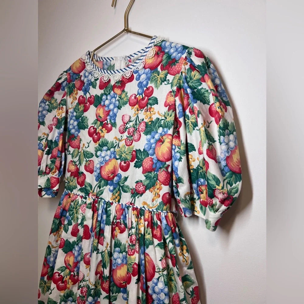 Ruth of Carolina Girls Floral Multi Color Long Dress With Matching Hat