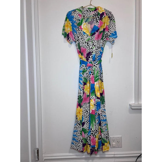 Ducci Vintage Multicolor Floral Maxi Wrap Dress NWT