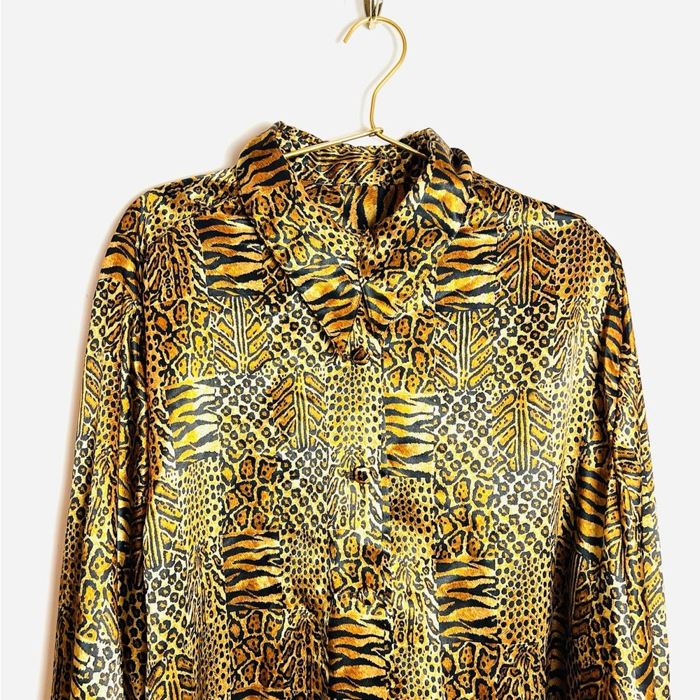 Animal Print Long Sleeve Blouse 1970s