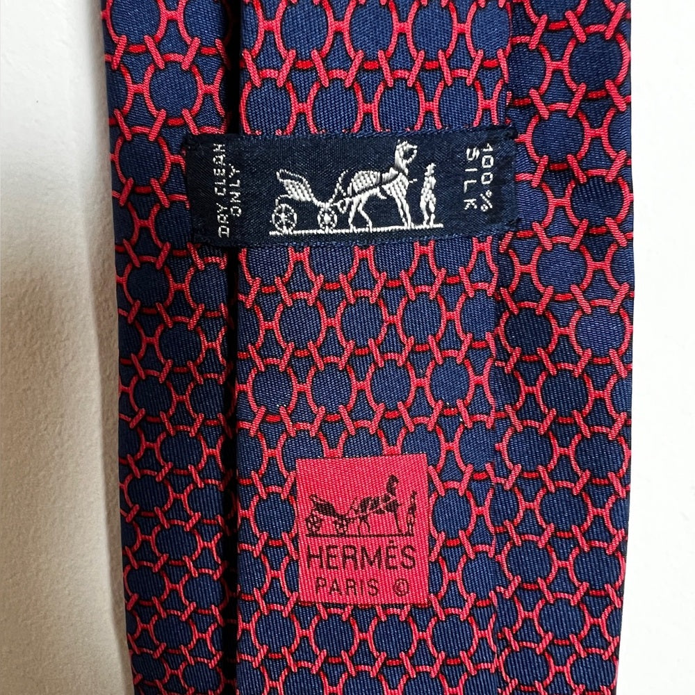 Authentic Hermes Geometric Silk Tie