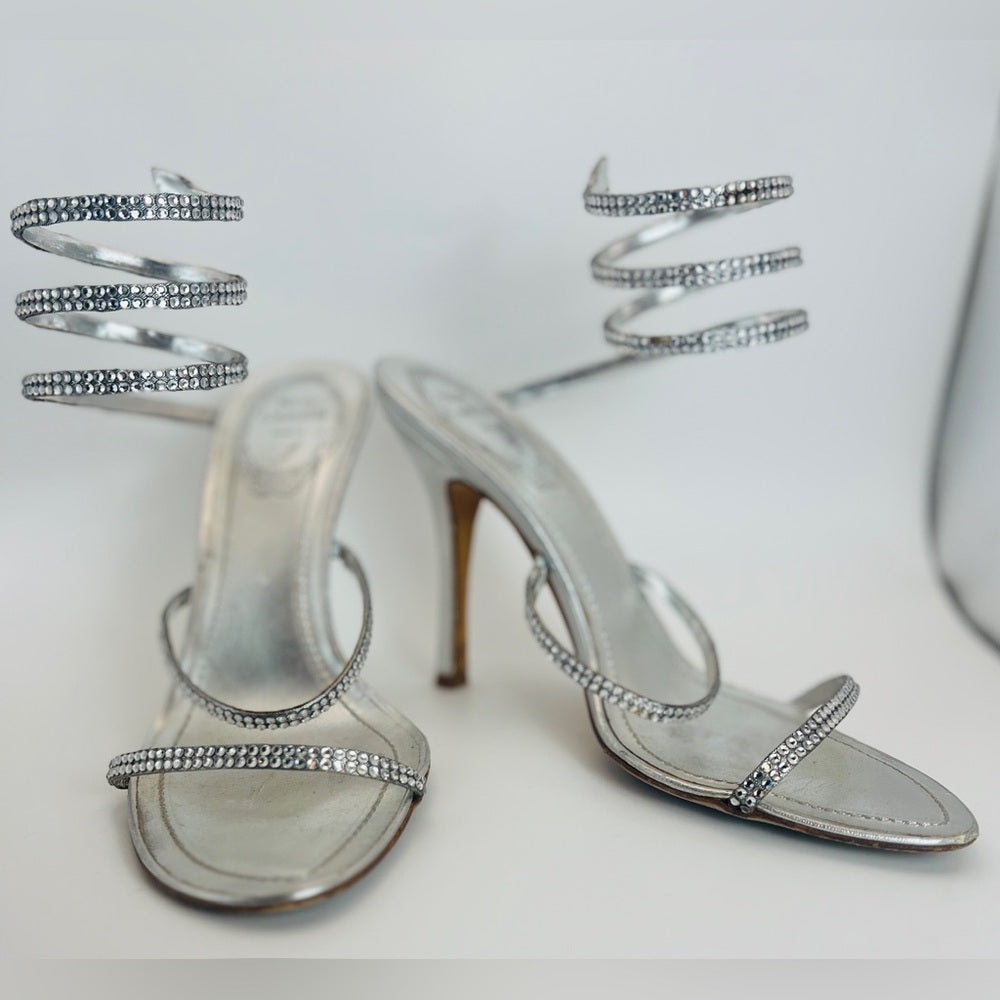 Rene Caovilla Silver crystal sandals Stiletto