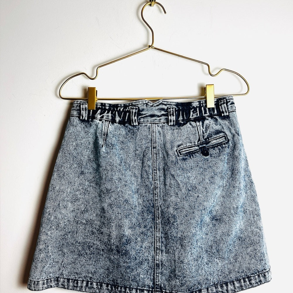 Vintage 80s NIKE Challenge Court Jean Skirt blue acid wash pockets