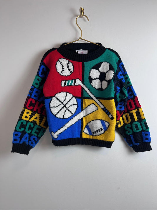 Vintage Kids Knit JJ Poole Sweater Sports 80s