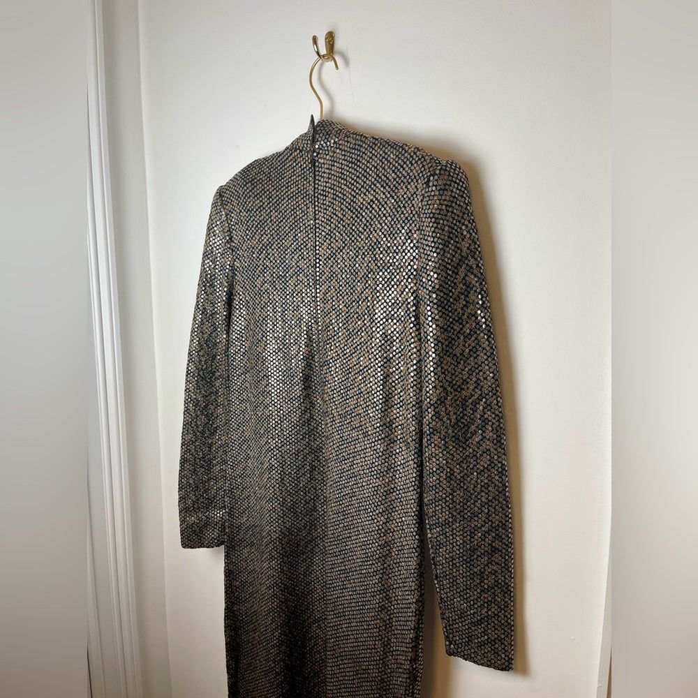 Vintage St. John Knit Midi Dress 1980s Metallic Knit
